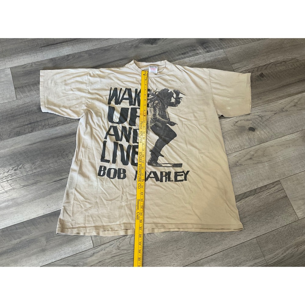Vintage Bob Marley Wake Up and Live 1995 T-Shirt Oneita Power-T Single Stitch XL - Picture 7 of 14
